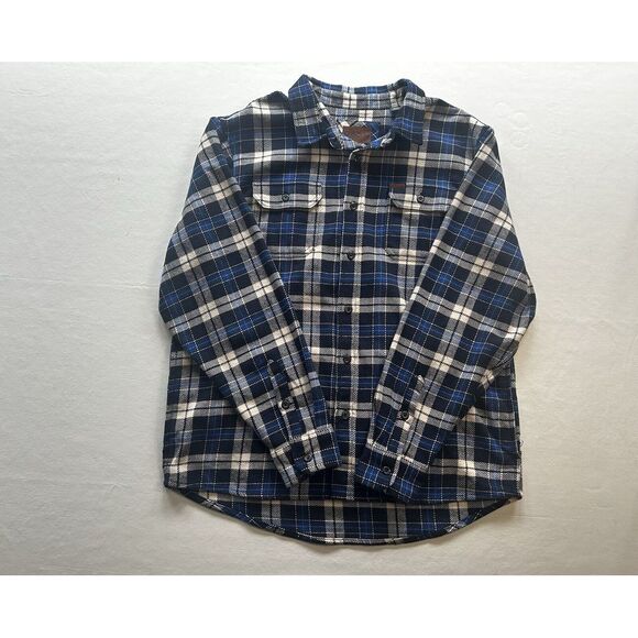 Orvis Heavy Flannel Shacket XL Blue Plaid Cottagecore Farm Heritage Pattern - Picture 3 of 9